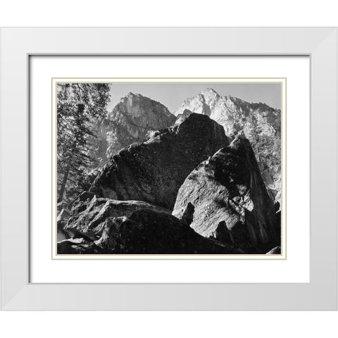 Grand Sentinel, Kings River Canyon, proposed as a national park, California, 1936 White Modern Wood Framed Art Print with Double Matting by Adams, Ansel