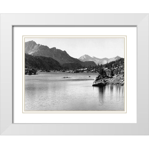 Rac Lake, Kings River Canyon, proposed as a national park, California, 1936 White Modern Wood Framed Art Print with Double Matting by Adams, Ansel