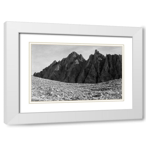 Bishop Pass, Kings River Canyon, proposed as a national park, California, 1936 White Modern Wood Framed Art Print with Double Matting by Adams, Ansel
