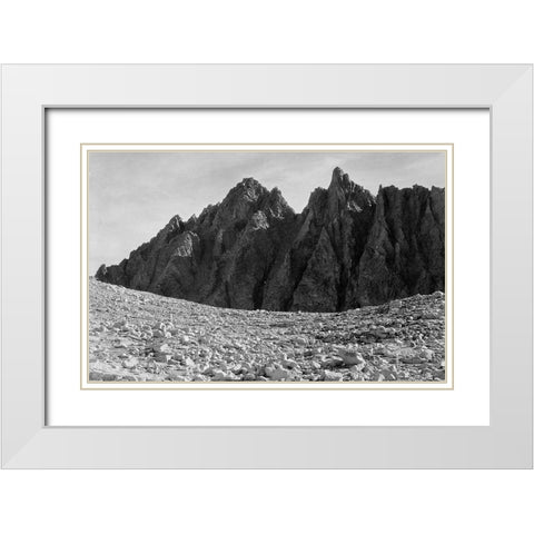 Bishop Pass, Kings River Canyon, proposed as a national park, California, 1936 White Modern Wood Framed Art Print with Double Matting by Adams, Ansel