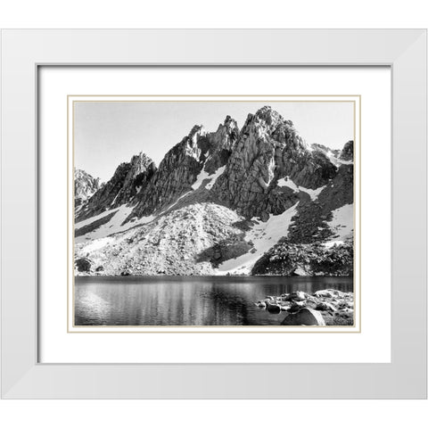 Kearsarge Pinnacles, Kings River Canyon,  proposed as a national park, California, 1936 White Modern Wood Framed Art Print with Double Matting by Adams, Ansel