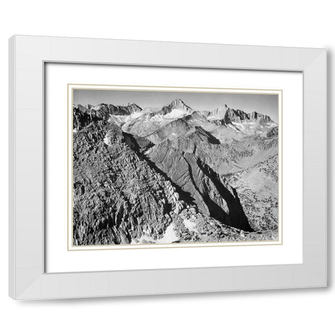 Mt. Brewer, Kings River Canyon,  proposed as a national park, California, 1936 White Modern Wood Framed Art Print with Double Matting by Adams, Ansel