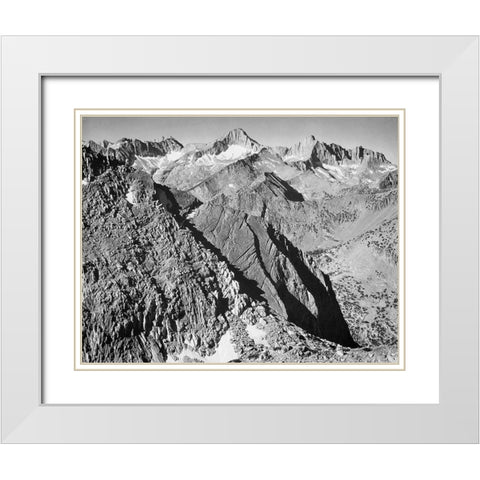 Mt. Brewer, Kings River Canyon,  proposed as a national park, California, 1936 White Modern Wood Framed Art Print with Double Matting by Adams, Ansel