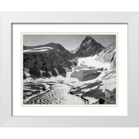 Junction Peak, Kings River Canyon,  proposed as a national park, California, 1936 White Modern Wood Framed Art Print with Double Matting by Adams, Ansel
