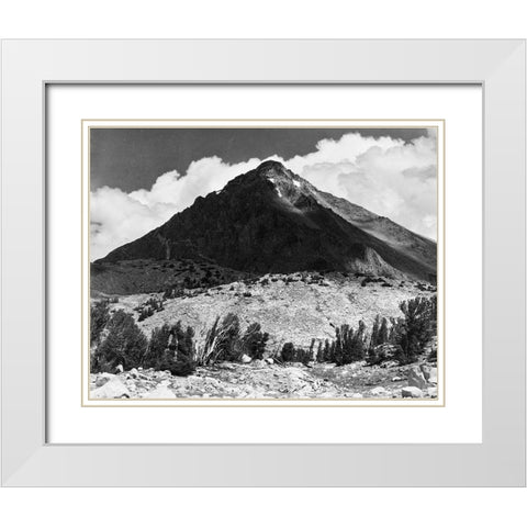 Pinchot Pass, Mt. Wynne, Kings River Canyon, proposed as a national park, California, 1936 White Modern Wood Framed Art Print with Double Matting by Adams, Ansel