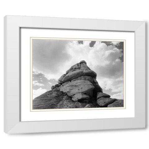 Rock and Cloud, Kings River Canyon,  proposed as a national park, California, 1936 White Modern Wood Framed Art Print with Double Matting by Adams, Ansel