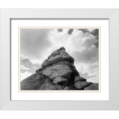Rock and Cloud, Kings River Canyon,  proposed as a national park, California, 1936 White Modern Wood Framed Art Print with Double Matting by Adams, Ansel
