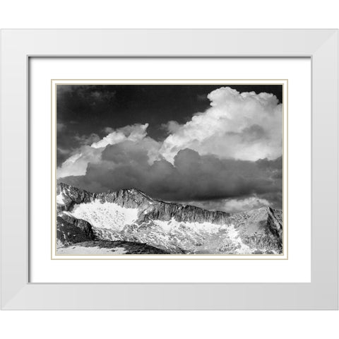 Clouds - White Pass, Kings River Canyon, proposed as a national park, California, 1936 White Modern Wood Framed Art Print with Double Matting by Adams, Ansel