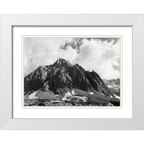 Center Peak, Center Basin, Kings River Canyon, proposed as a national park, California, 1936 White Modern Wood Framed Art Print with Double Matting by Adams, Ansel
