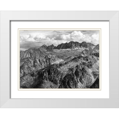 North Palisade from Windy Point, Kings River Canyon, proposed as a national park, California, 1936 White Modern Wood Framed Art Print with Double Matting by Adams, Ansel