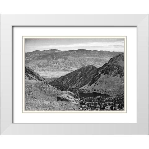 Owens Valley from Sawmill Pass, Kings River Canyon, proposed as a national park, California, 1936 White Modern Wood Framed Art Print with Double Matting by Adams, Ansel