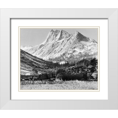 Boaring River, Kings Region, Kings River Canyon, proposed as a national park, California, 1936 White Modern Wood Framed Art Print with Double Matting by Adams, Ansel