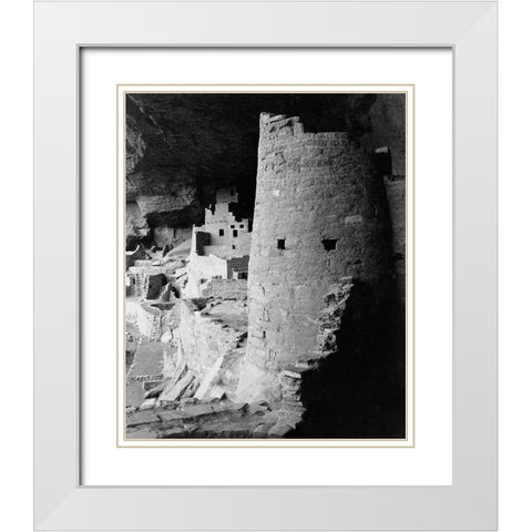 Cliff Palace, Mesa Verde National Park, Colorado, 1941 White Modern Wood Framed Art Print with Double Matting by Adams, Ansel