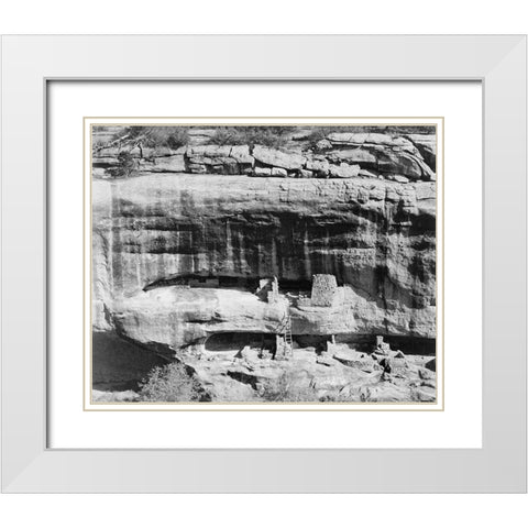 Cliff dwellings, Mesa Verde National Park, Colorado, 1941 White Modern Wood Framed Art Print with Double Matting by Adams, Ansel