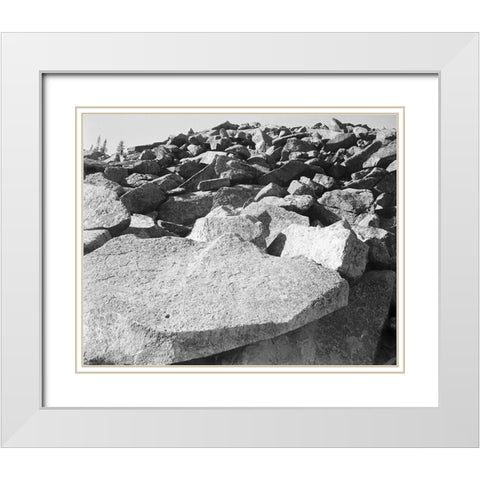 Moraine, Rocky Mountain National Park, Colorado, ca. 1941-1942 White Modern Wood Framed Art Print with Double Matting by Adams, Ansel