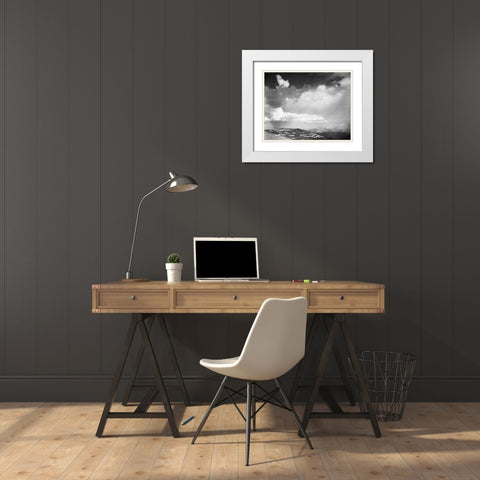 Mountain tops, low horizon, dramatic clouded sky, in Rocky Mountain National Park, Colorado, ca. 19 White Modern Wood Framed Art Print with Double Matting by Adams, Ansel