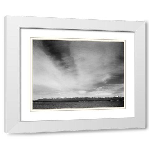 Wider strip of mountains, Yellowstone Lake, Yellowstone National Park, Wyoming, ca. 1941-1942 White Modern Wood Framed Art Print with Double Matting by Adams, Ansel