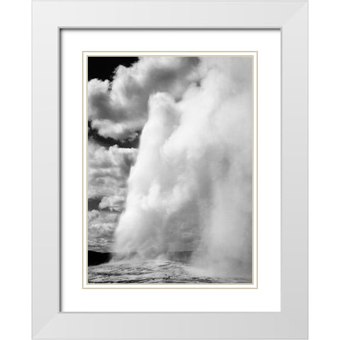 Old Faithful, Yellowstone National Park, Wyoming, ca. 1941-1942 White Modern Wood Framed Art Print with Double Matting by Adams, Ansel