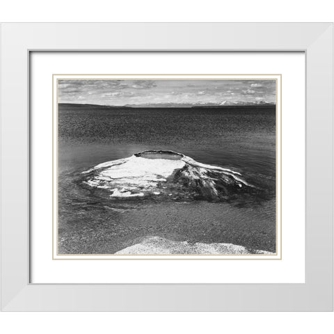 The Fishing Cone - Yellowstone Lake, Yellowstone National Park, Wyoming, ca. 1941-1942 White Modern Wood Framed Art Print with Double Matting by Adams, Ansel