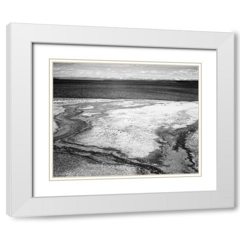 Yellowstone Lake - Hot Springs Overflow, Yellowstone National Park, Wyoming, ca. 1941-1942 White Modern Wood Framed Art Print with Double Matting by Adams, Ansel