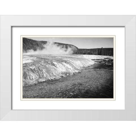Firehold River, Yellowstone National Park, Wyoming, ca. 1941-1942 White Modern Wood Framed Art Print with Double Matting by Adams, Ansel