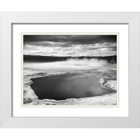 Fountain Geyser Pool, Yellowstone National Park, Wyoming, ca. 1941-1942 White Modern Wood Framed Art Print with Double Matting by Adams, Ansel