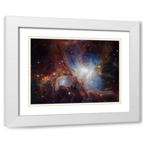 Deep infrared view of the Orion Nebula from HAWK-I White Modern Wood Framed Art Print with Double Matting by ESO/H. Drass et al.
