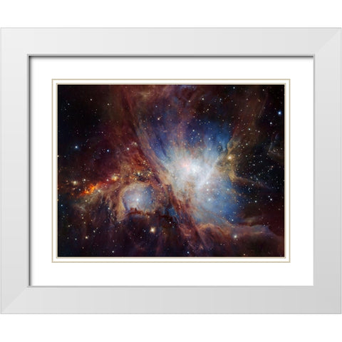 Deep infrared view of the Orion Nebula from HAWK-I White Modern Wood Framed Art Print with Double Matting by ESO/H. Drass et al.