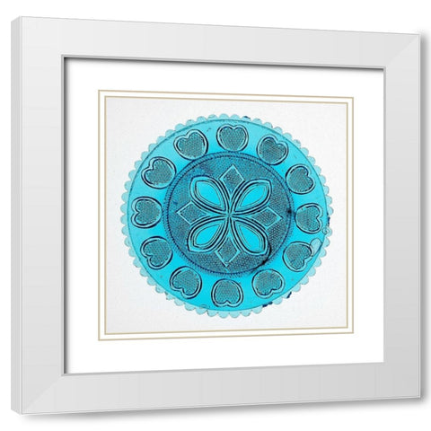 Blue Pressed Glass Plate White Modern Wood Framed Art Print with Double Matting by Unknown 19th Century American Glassmaker
