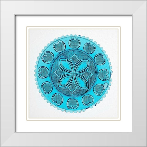 Blue Pressed Glass Plate White Modern Wood Framed Art Print with Double Matting by Unknown 19th Century American Glassmaker