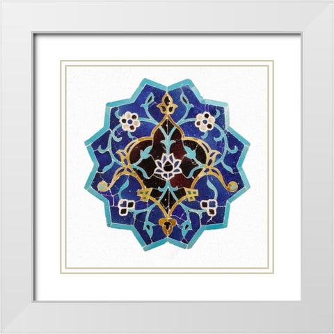 Mosaic Tile White Modern Wood Framed Art Print with Double Matting by Unknown 15th Century Persian Artisan