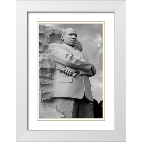 Martin Luther King, Jr. Memorial, Washington, D.C. - Black and White Variant White Modern Wood Framed Art Print with Double Matting by Highmith, Carol