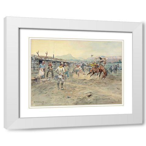 The Tenderfoot, 1900 White Modern Wood Framed Art Print with Double Matting by Russell, Charles Marion