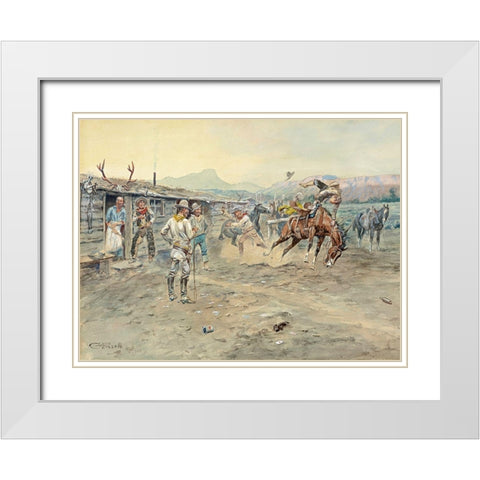 The Tenderfoot, 1900 White Modern Wood Framed Art Print with Double Matting by Russell, Charles Marion