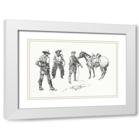 The Initiation of the Tenderfoot, 1899 White Modern Wood Framed Art Print with Double Matting by Russell, Charles Marion