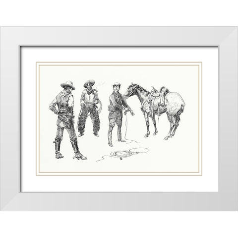 The Initiation of the Tenderfoot, 1899 White Modern Wood Framed Art Print with Double Matting by Russell, Charles Marion