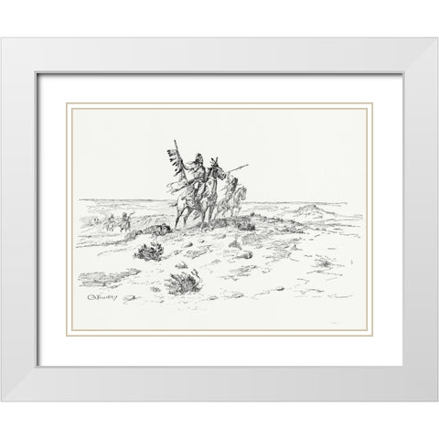 The Indian of the Plains as he was, 1899 White Modern Wood Framed Art Print with Double Matting by Russell, Charles Marion