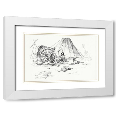 The Last of the Buffalo, 1899 White Modern Wood Framed Art Print with Double Matting by Russell, Charles Marion