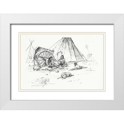 The Last of the Buffalo, 1899 White Modern Wood Framed Art Print with Double Matting by Russell, Charles Marion