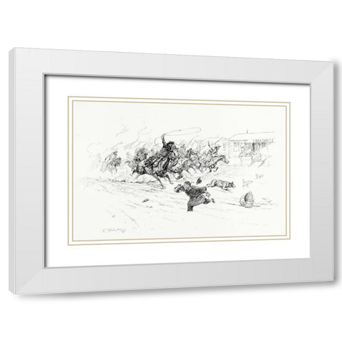Painting the Town, 1899 White Modern Wood Framed Art Print with Double Matting by Russell, Charles Marion