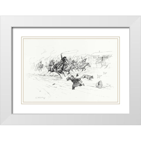 Painting the Town, 1899 White Modern Wood Framed Art Print with Double Matting by Russell, Charles Marion