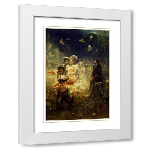 Sadko - Undersea White Modern Wood Framed Art Print with Double Matting by Repin, Ilya