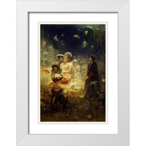 Sadko - Undersea White Modern Wood Framed Art Print with Double Matting by Repin, Ilya