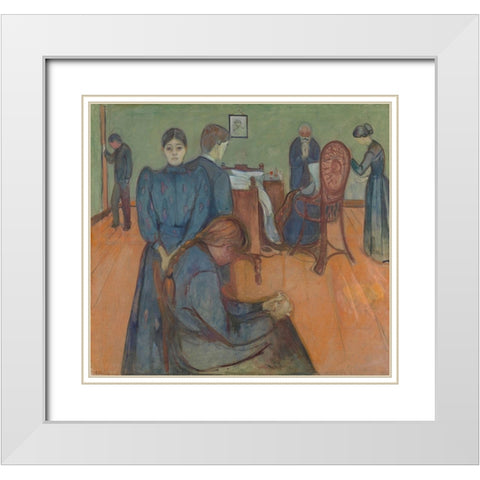 Death in the Sickroom, 1893 White Modern Wood Framed Art Print with Double Matting by Munch, Edvard