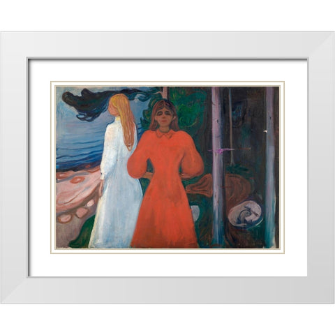 Red and White, 1899-1900 White Modern Wood Framed Art Print with Double Matting by Munch, Edvard