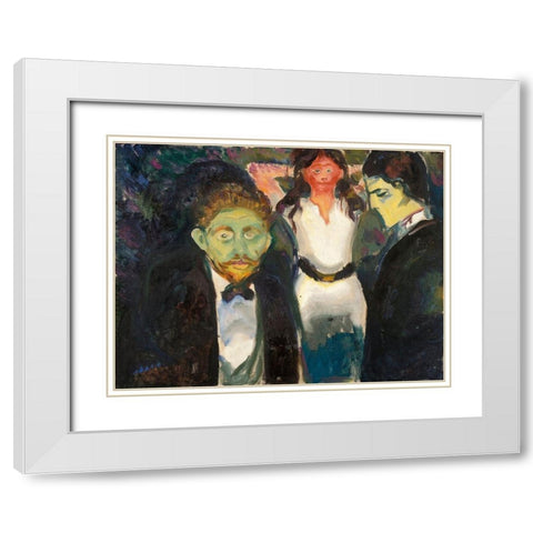 Jealousy, 1907 White Modern Wood Framed Art Print with Double Matting by Munch, Edvard