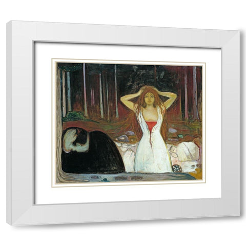 Ashes, 1895 White Modern Wood Framed Art Print with Double Matting by Munch, Edvard