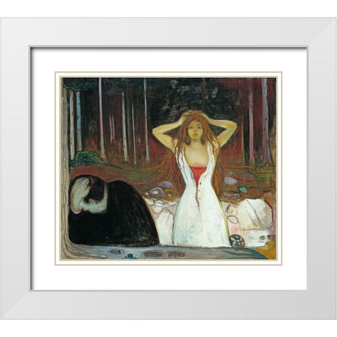 Ashes, 1895 White Modern Wood Framed Art Print with Double Matting by Munch, Edvard