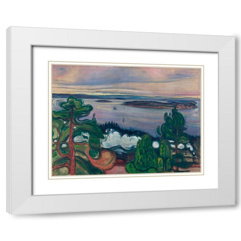 Train Smoke, 1900 White Modern Wood Framed Art Print with Double Matting by Munch, Edvard