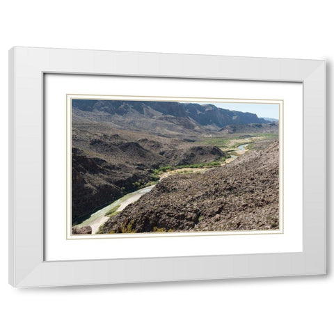 View of the Rio Grande River along Texas Rt. 170 White Modern Wood Framed Art Print with Double Matting by Highmith, Carol